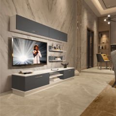 Decoraktiv Eko 5B Mdf Dvd Tv Ünitesi Tv Sehpası Beyaz - Antrasit
