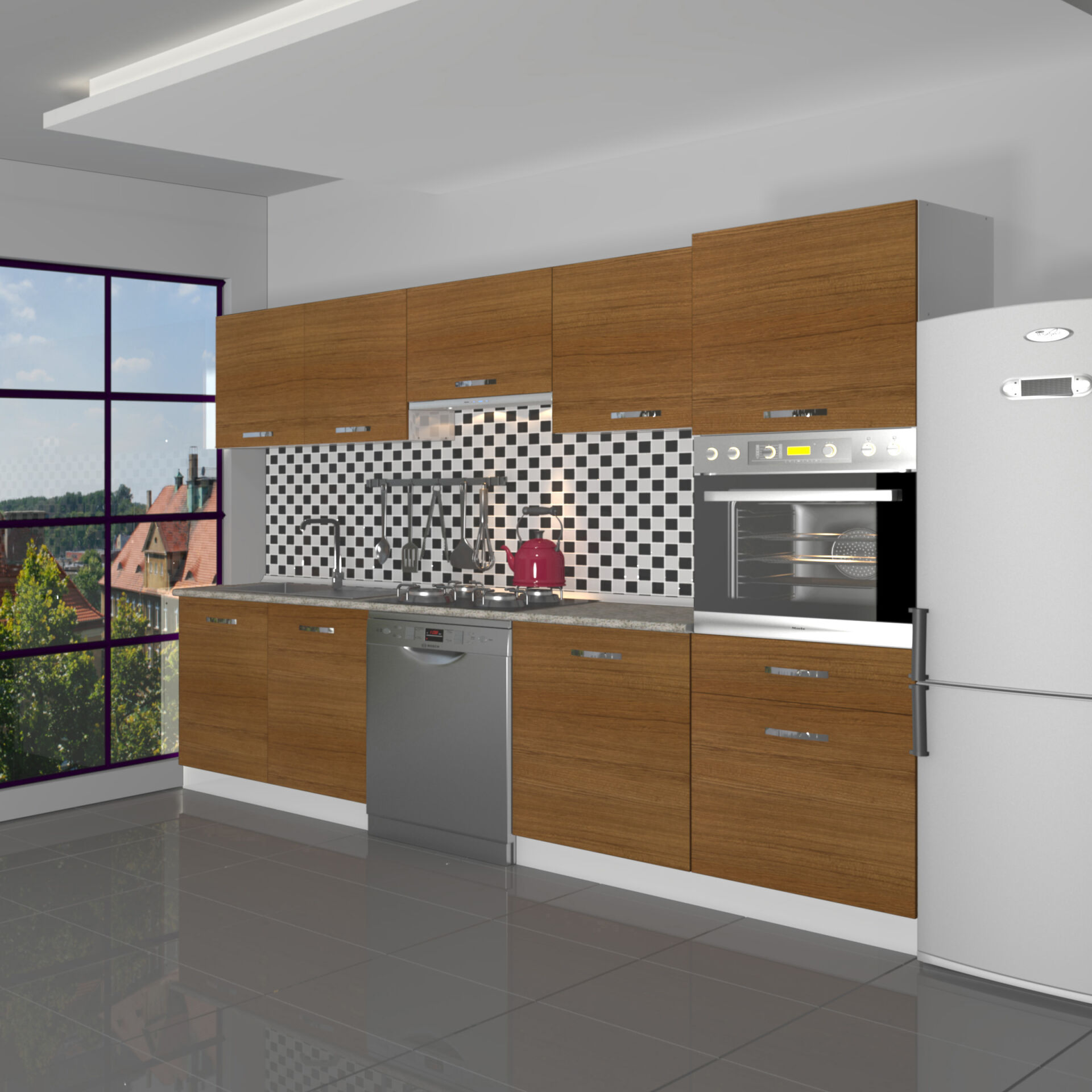 Decoraktiv Elite 280 Ankastre Boy Dolaplı MDF Hazır Mutfak Dolabı Ceviz