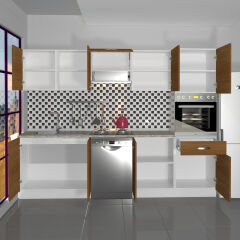Decoraktiv Elite 280 Ankastre Boy Dolaplı MDF Hazır Mutfak Dolabı Ceviz
