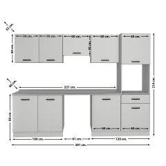 Decoraktiv Elite 280 Ankastre Boy Dolaplı MDF Hazır Mutfak Dolabı Ceviz