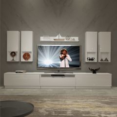 Decoraktiv Trendstyle 8DAS Slm Tv Ünitesi Tv Sehpası Parlak Beyaz