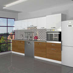 Decoraktiv Elite 280 Ankastre Boy Dolaplı MDF Hazır Mutfak Dolabı Ceviz - Beyaz