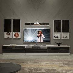 Decoraktiv Trendstyle 8DAS Slm Tv Ünitesi Tv Sehpası Beyaz - Siyah