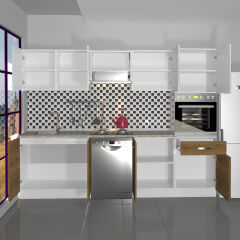 Decoraktiv Elite 280 Ankastre Boy Dolaplı MDF Hazır Mutfak Dolabı Pera - Beyaz
