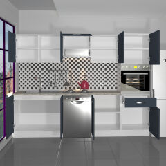 Decoraktiv Elite 280 Ankastre Boy Dolaplı MDF Hazır Mutfak Dolabı Antrasit