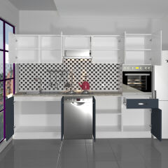 Decoraktiv Elite 280 Ankastre Boy Dolaplı MDF Hazır Mutfak Dolabı Antrasit - Beyaz