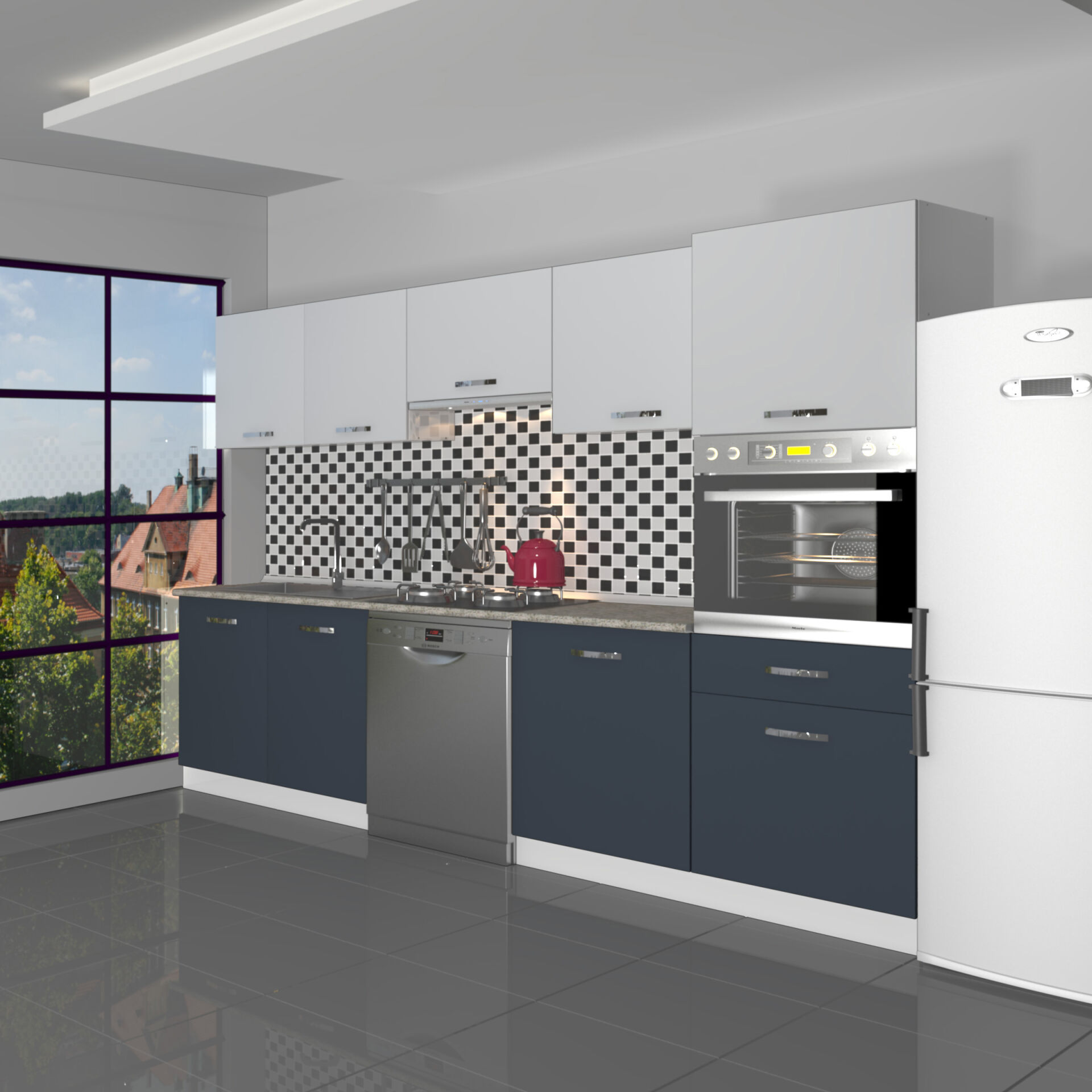 Decoraktiv Elite 280 Ankastre Boy Dolaplı MDF Hazır Mutfak Dolabı Antrasit - Buz Gri