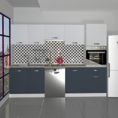 Decoraktiv Elite 280 Ankastre Boy Dolaplı MDF Hazır Mutfak Dolabı Antrasit - Buz Gri