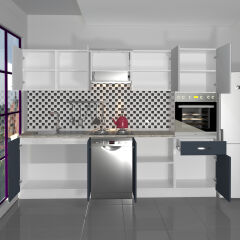 Decoraktiv Elite 280 Ankastre Boy Dolaplı MDF Hazır Mutfak Dolabı Antrasit - Buz Gri