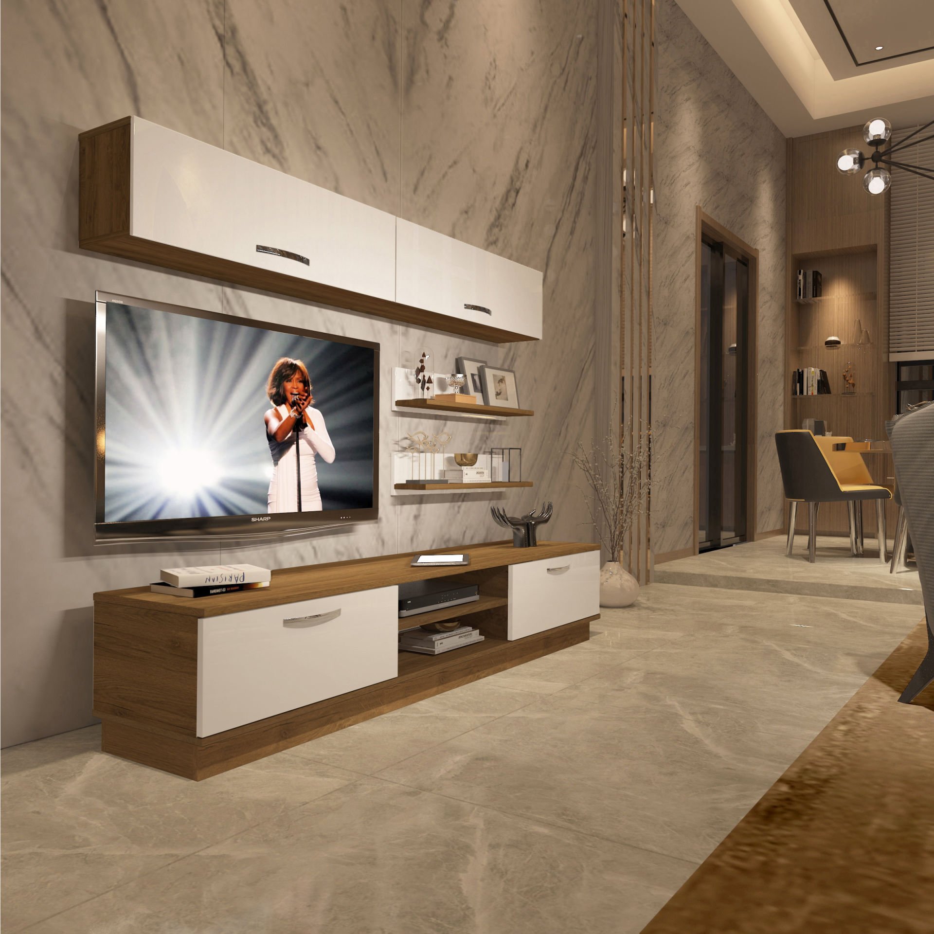 Decoraktiv Eko 5B Mdf Dvd Tv Ünitesi Tv Sehpası Pera - Beyaz
