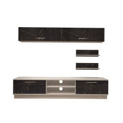 Decoraktiv Eko 5B Mdf Dvd Tv Ünitesi Tv Sehpası Beyaz - Siyah Mermer
