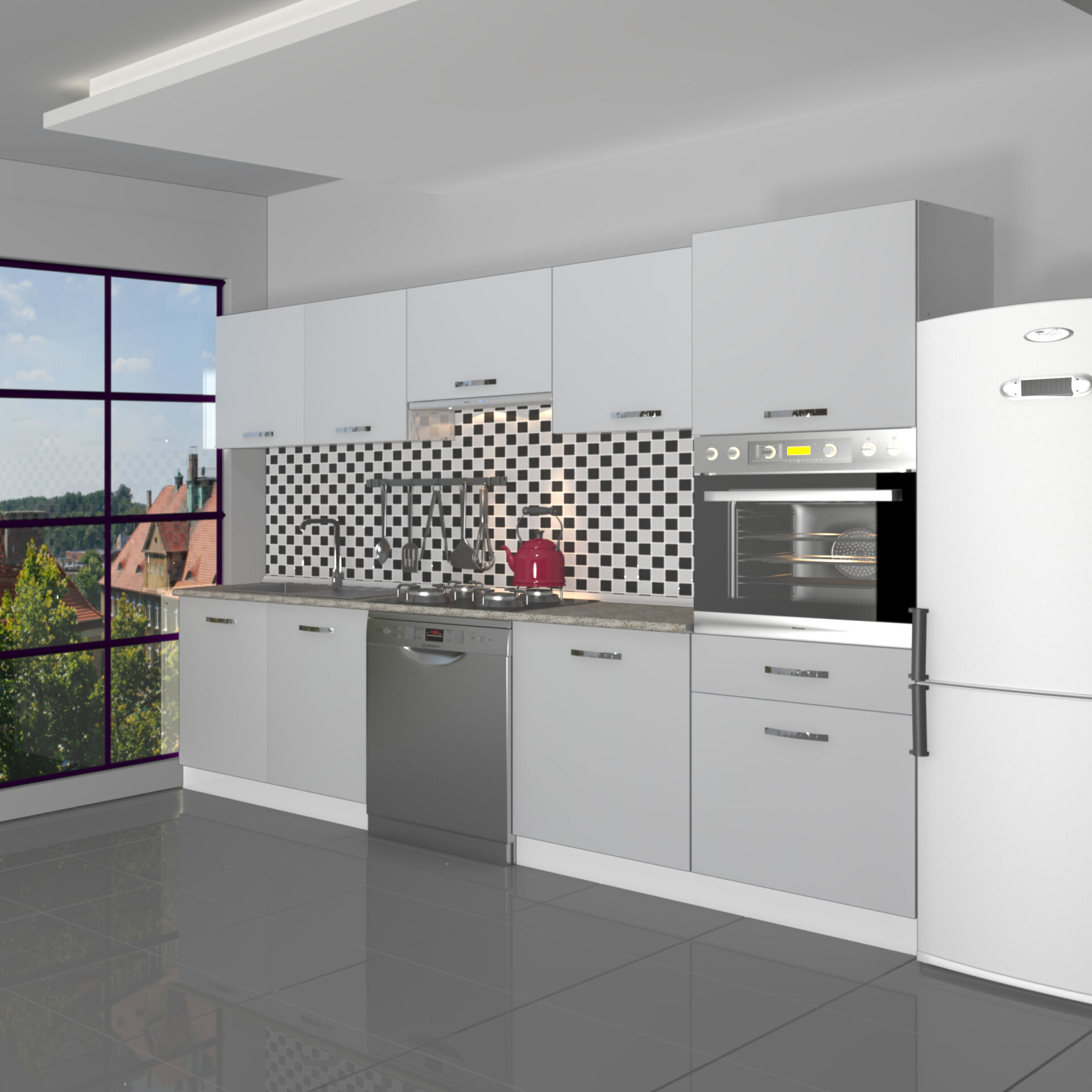 Decoraktiv Elite 280 Ankastre Boy Dolaplı MDF Hazır Mutfak Dolabı Buz Gri