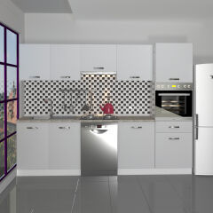 Decoraktiv Elite 280 Ankastre Boy Dolaplı MDF Hazır Mutfak Dolabı Buz Gri