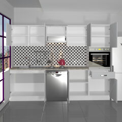 Decoraktiv Elite 280 Ankastre Boy Dolaplı MDF Hazır Mutfak Dolabı Buz Gri