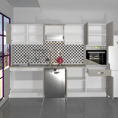 Decoraktiv Elite 280 Ankastre Boy Dolaplı MDF Hazır Mutfak Dolabı Kumtaşı