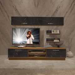 Decoraktiv Eko 5B Mdf Dvd Tv Ünitesi Tv Sehpası Pera - Siyah Mermer