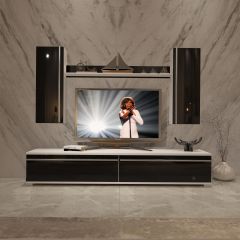 Decoraktiv Eko 7 Mdf Std Tv Ünitesi Tv Sehpası Beyaz - Siyah