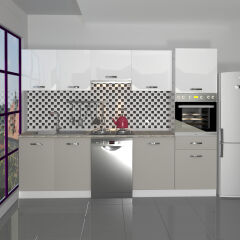 Decoraktiv Elite 280 Ankastre Boy Dolaplı MDF Hazır Mutfak Dolabı Kumtaşı - Beyaz