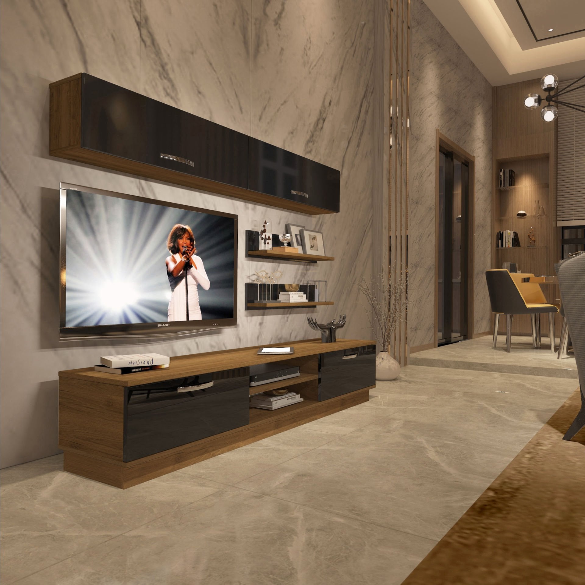 Decoraktiv Eko 5B Mdf Dvd Tv Ünitesi Tv Sehpası Pera - Siyah