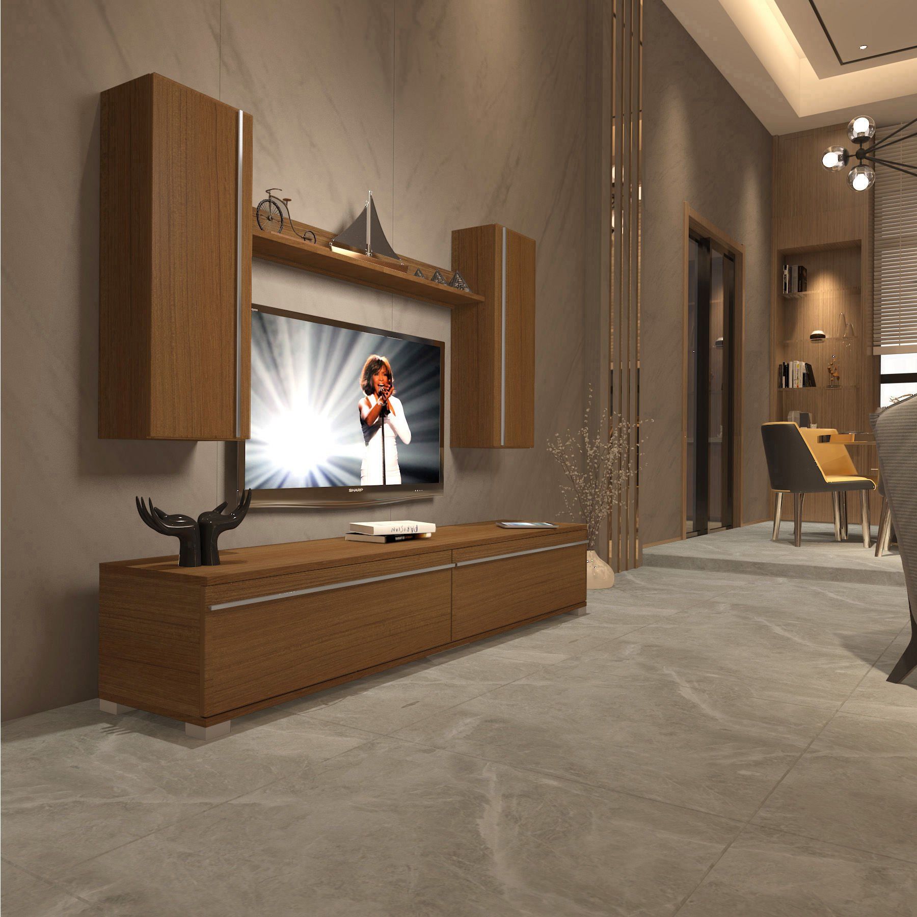 Decoraktiv Eko 7 Mdf Std Tv Ünitesi Tv Sehpası Ceviz