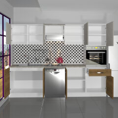 Decoraktiv Elite 280 Ankastre Boy Dolaplı MDF Hazır Mutfak Dolabı Pera - Kumtaşı