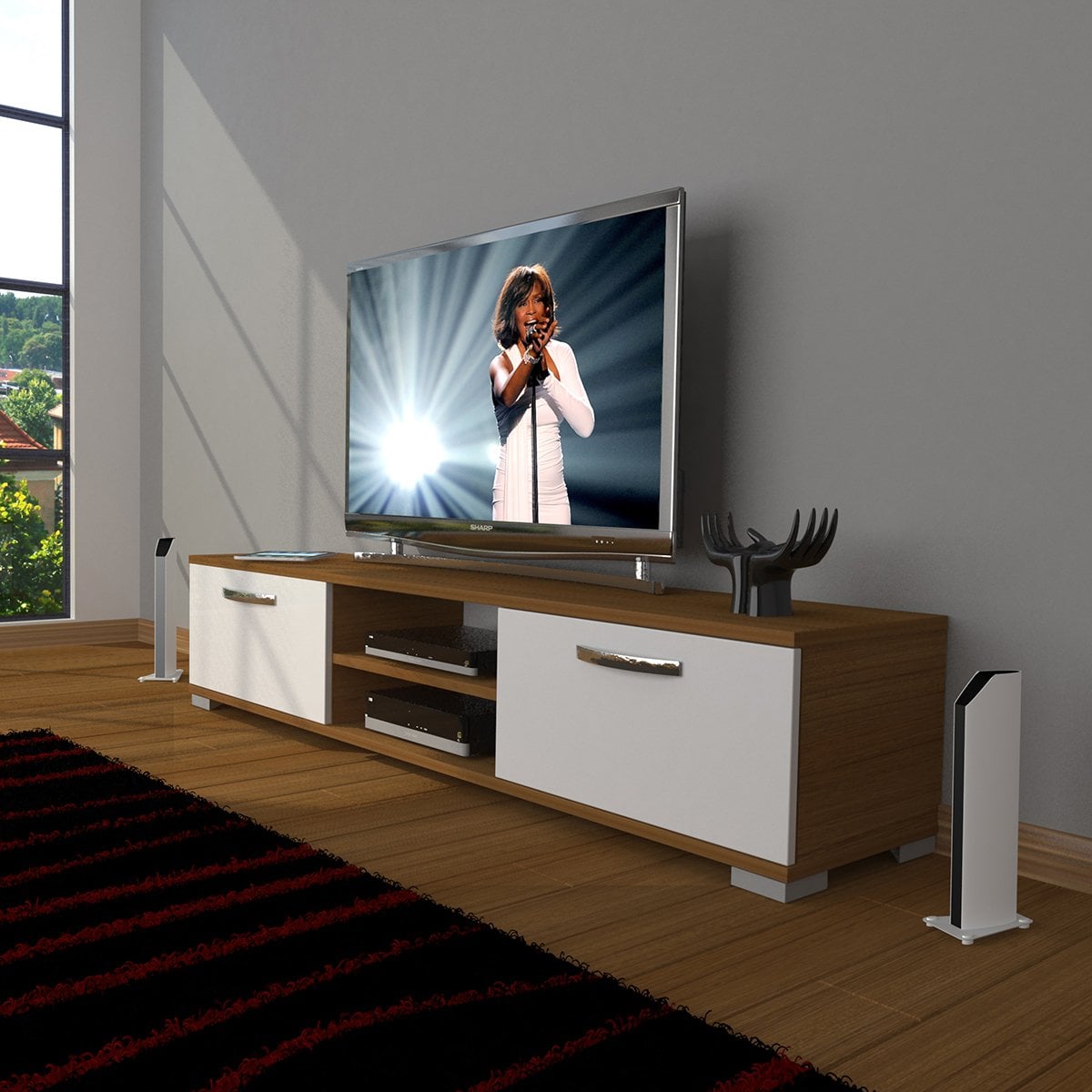 Decoraktiv Eko 140 Slm Dvd Tv Ünitesi Tv Sehpası Ceviz - Beyaz