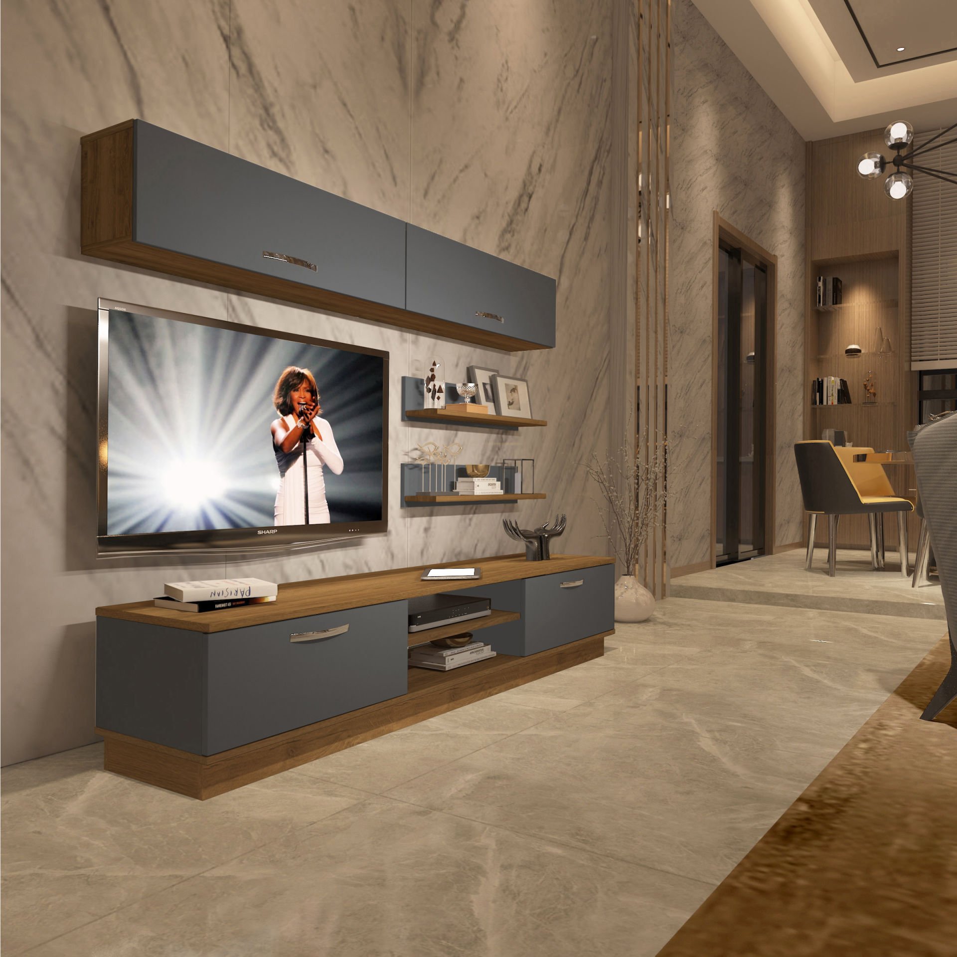 Decoraktiv Eko 5B Mdf Dvd Tv Ünitesi Tv Sehpası Pera - Antrasit