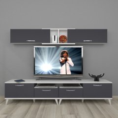 Decoraktiv Eko 5220 Mdf Retro Tv Ünitesi Tv Sehpası Beyaz - Antrasit