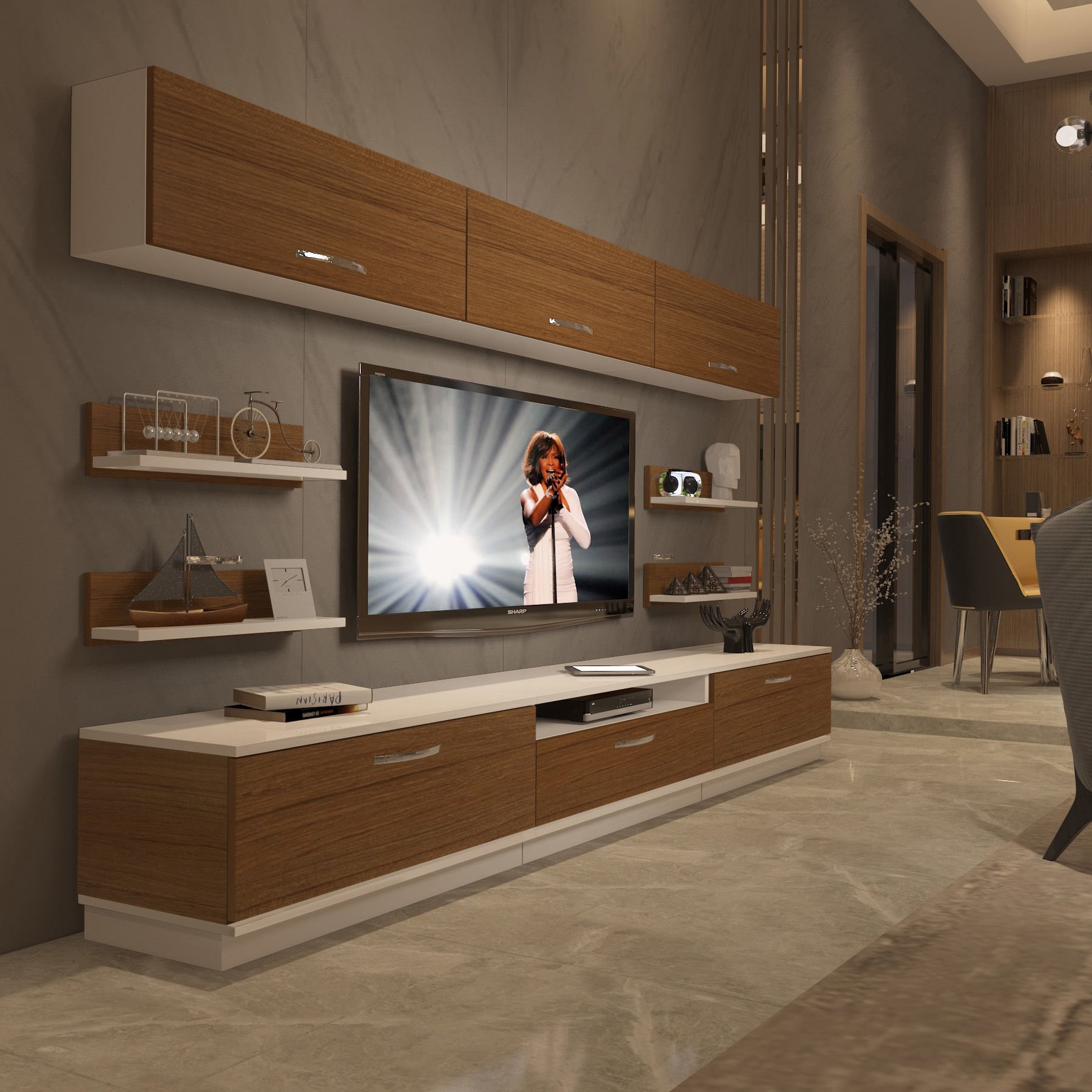 Decoraktiv Trendstyle 8Y Mdf Tv Ünitesi Tv Sehpası Beyaz - Ceviz