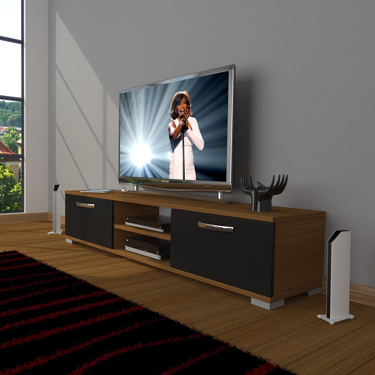 Decoraktiv Eko 140 Slm Dvd Tv Ünitesi Tv Sehpası Ceviz - Siyah
