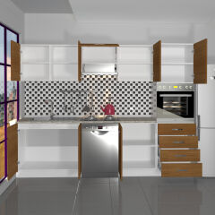 Decoraktiv Elite 280Q Ankastre Boy Dolaplı MDF Hazır Mutfak Dolabı Ceviz