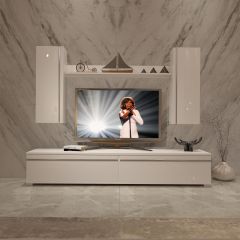 Decoraktiv Eko 7 Mdf Std Tv Ünitesi Tv Sehpası Parlak Beyaz