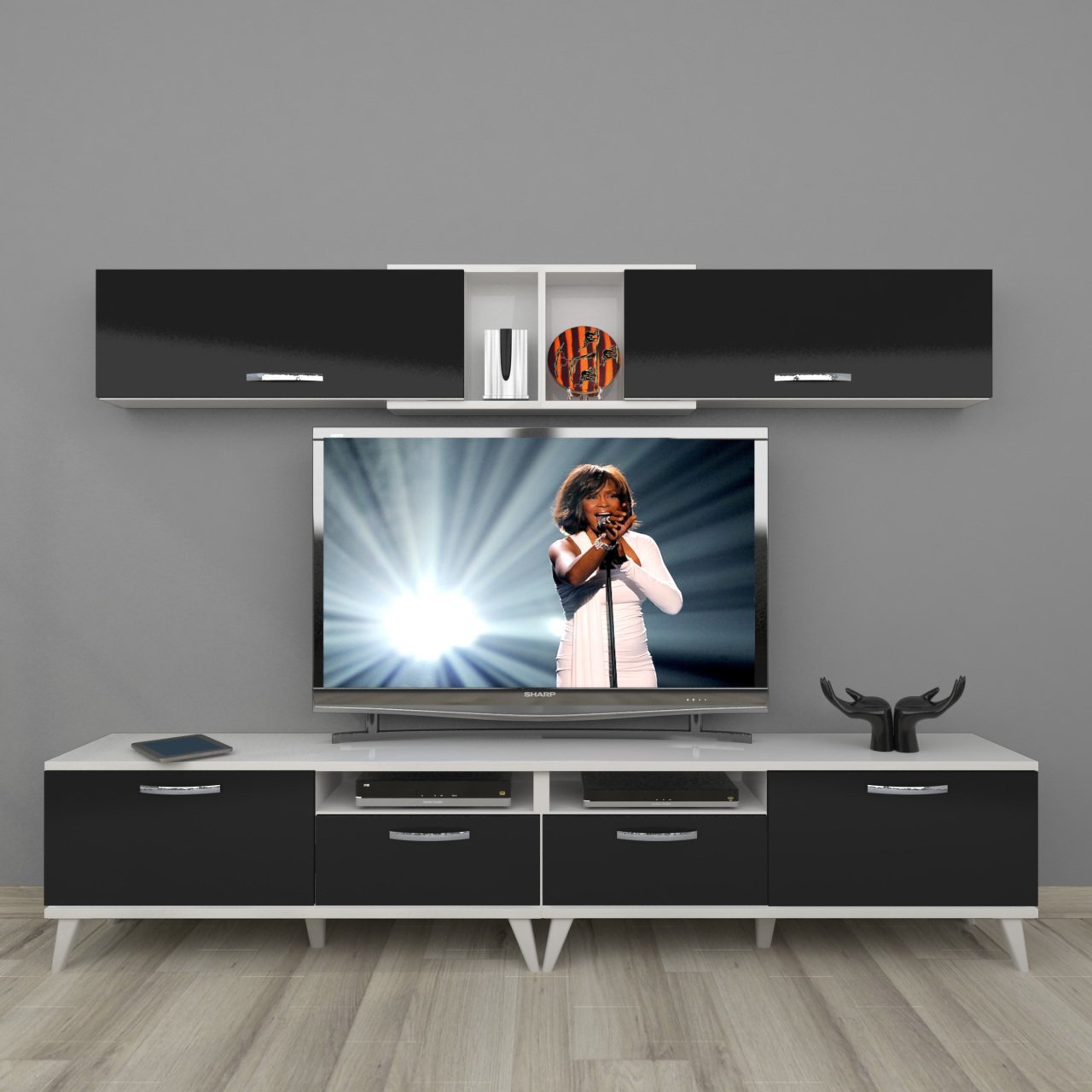 Decoraktiv Eko 5220 Mdf Retro Tv Ünitesi Tv Sehpası Beyaz - Siyah