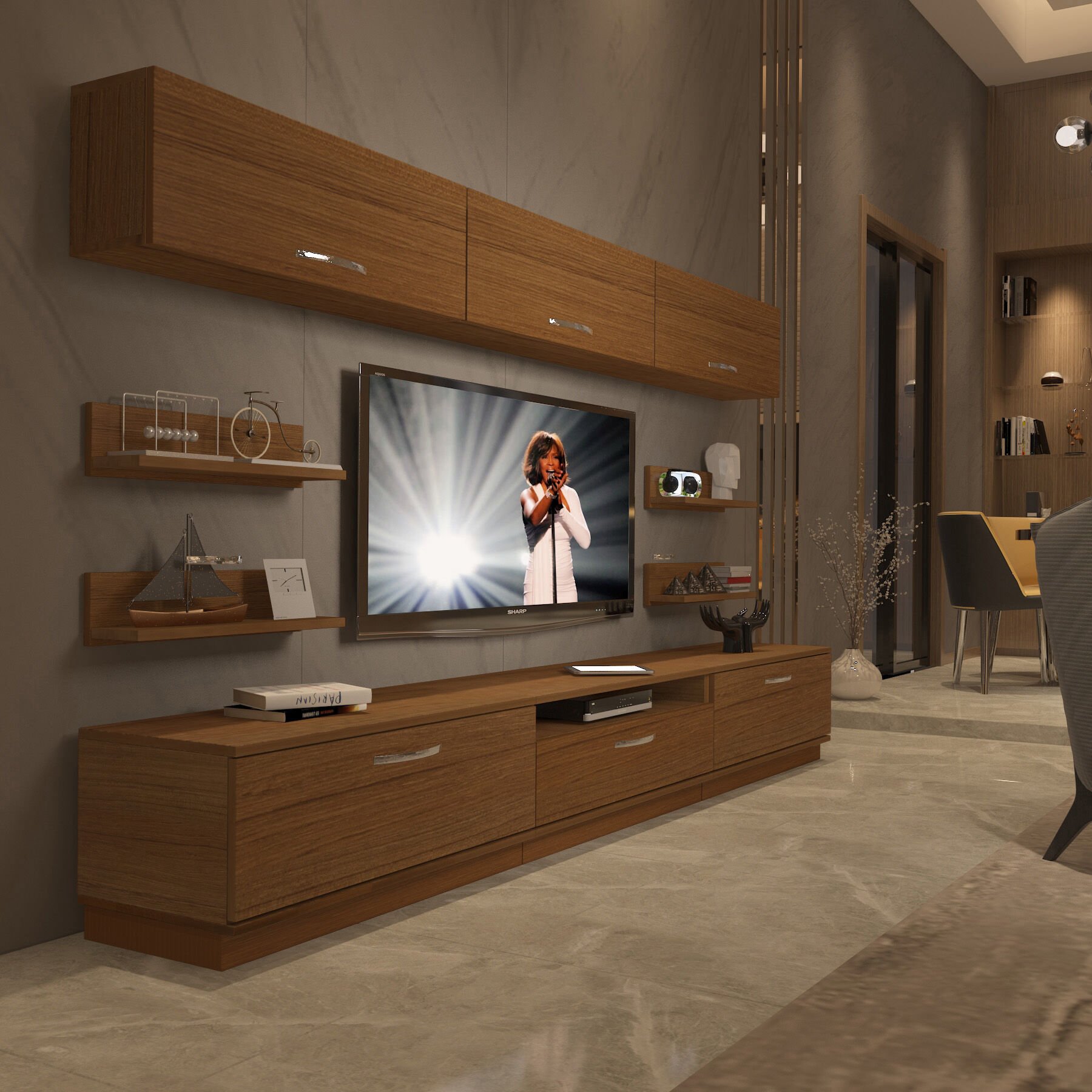 Decoraktiv Trendstyle 8Y Mdf Tv Ünitesi Tv Sehpası Ceviz