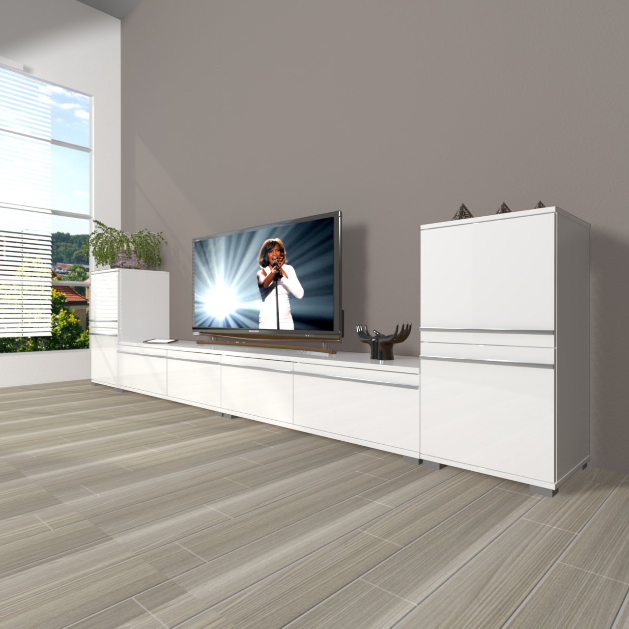 Decoraktiv Eko 9220T Mdf Tv Ünitesi Tv Sehpası Parlak Beyaz