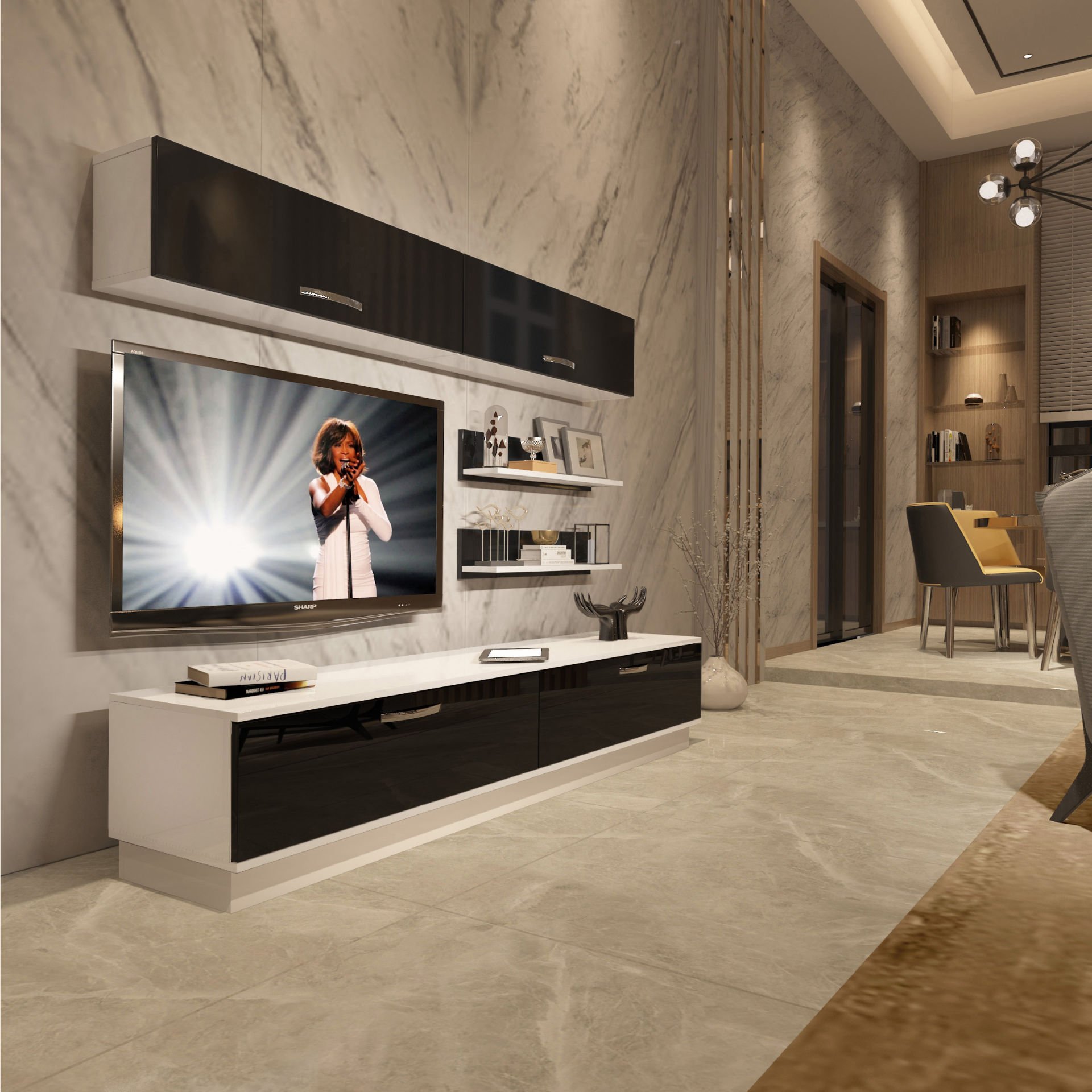 Decoraktiv Eko 5B Slm Std Tv Ünitesi Tv Sehpası Beyaz - Siyah