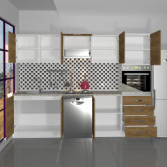Decoraktiv Elite 280Q Ankastre Boy Dolaplı MDF Hazır Mutfak Dolabı Pera