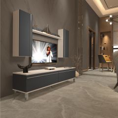 Decoraktiv Eko 7 Mdf Std Krom Ayaklı Tv Ünitesi Tv Sehpası Beyaz - Antrasit
