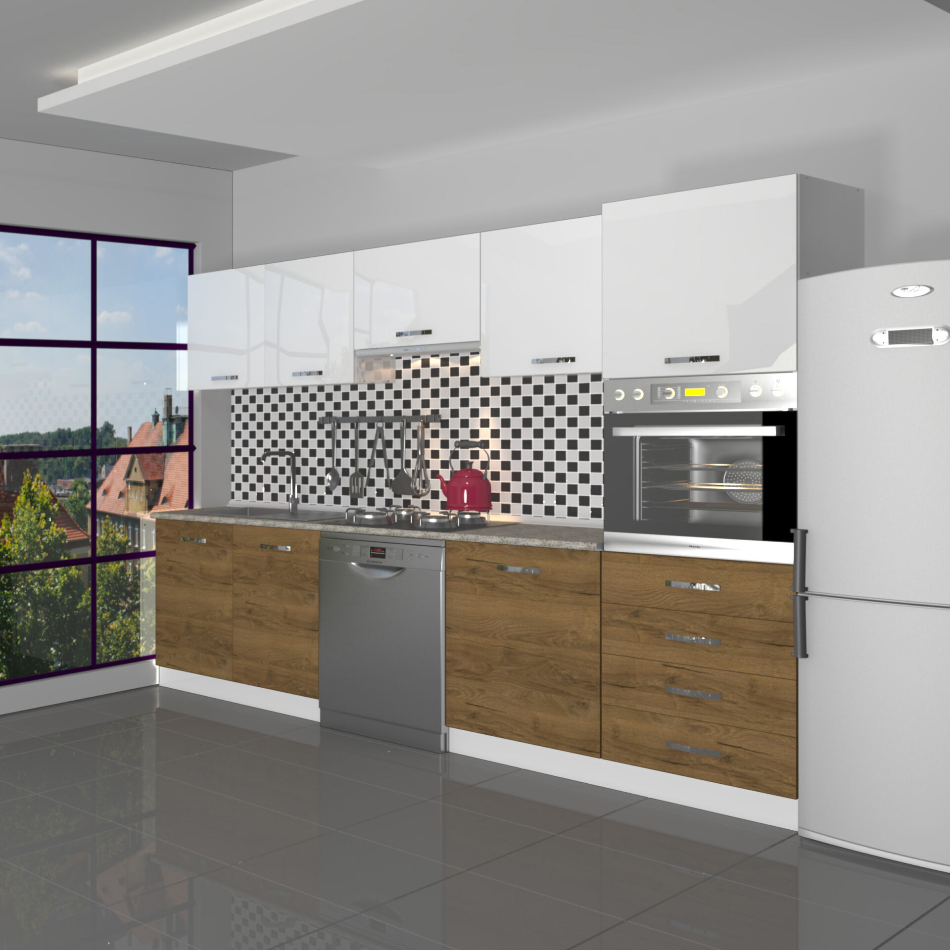 Decoraktiv Elite 280Q Ankastre Boy Dolaplı MDF Hazır Mutfak Dolabı Pera - Beyaz