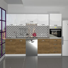 Decoraktiv Elite 280Q Ankastre Boy Dolaplı MDF Hazır Mutfak Dolabı Pera - Beyaz