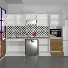 Decoraktiv Elite 280Q Ankastre Boy Dolaplı MDF Hazır Mutfak Dolabı Pera - Beyaz