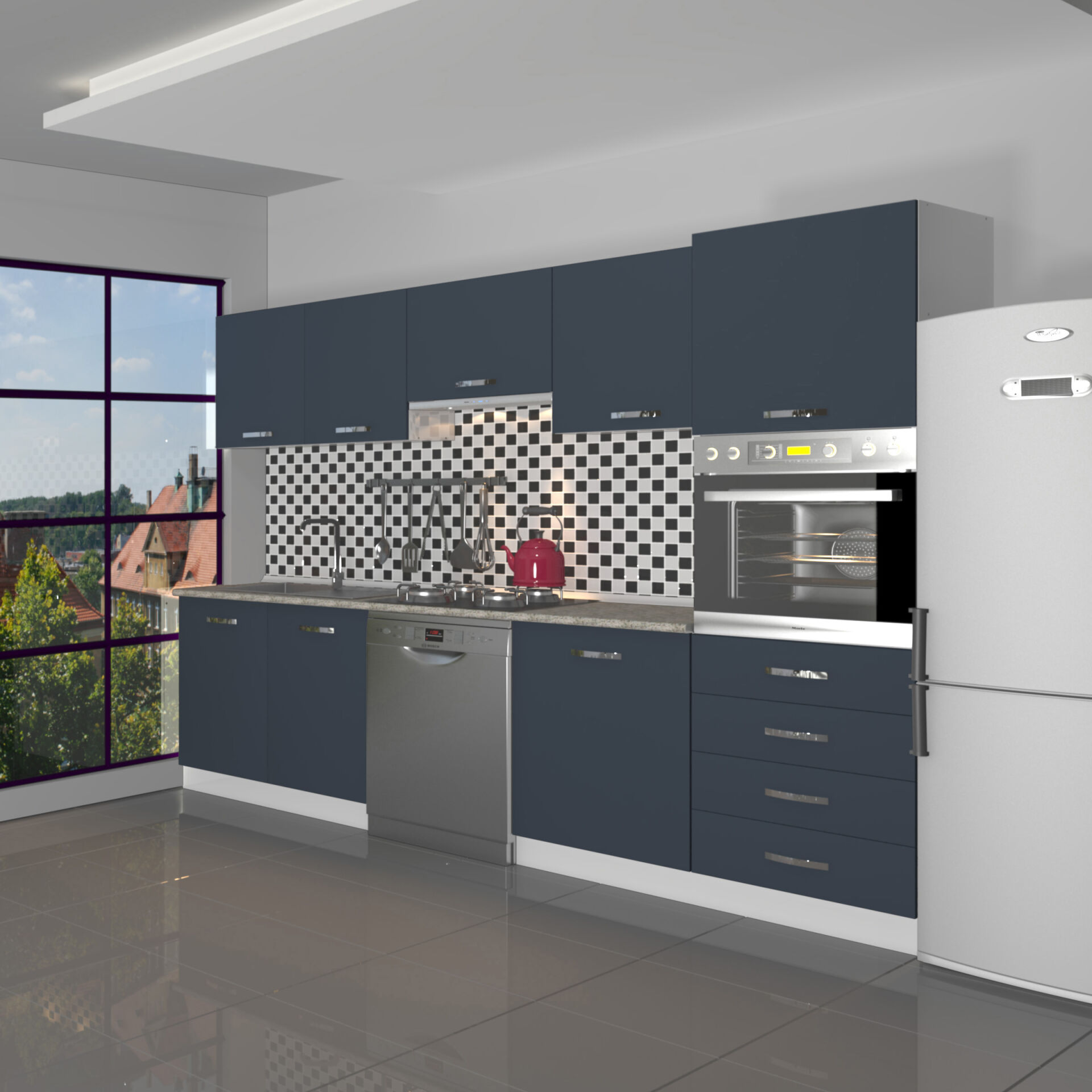 Decoraktiv Elite 280Q Ankastre Boy Dolaplı MDF Hazır Mutfak Dolabı Antrasit