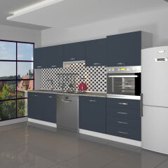 Decoraktiv Elite 280Q Ankastre Boy Dolaplı MDF Hazır Mutfak Dolabı Antrasit