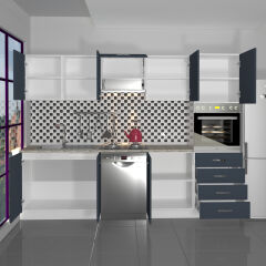 Decoraktiv Elite 280Q Ankastre Boy Dolaplı MDF Hazır Mutfak Dolabı Antrasit