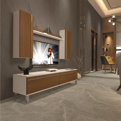 Decoraktiv Eko 7 Mdf Std Krom Ayaklı Tv Ünitesi Tv Sehpası Beyaz - Ceviz