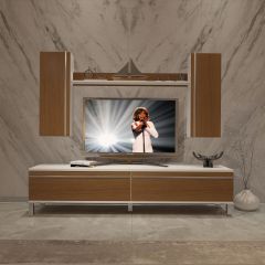 Decoraktiv Eko 7 Mdf Std Krom Ayaklı Tv Ünitesi Tv Sehpası Beyaz - Ceviz