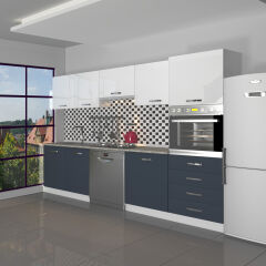Decoraktiv Elite 280Q Ankastre Boy Dolaplı MDF Hazır Mutfak Dolabı Antrasit - Beyaz