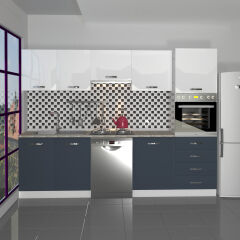 Decoraktiv Elite 280Q Ankastre Boy Dolaplı MDF Hazır Mutfak Dolabı Antrasit - Beyaz