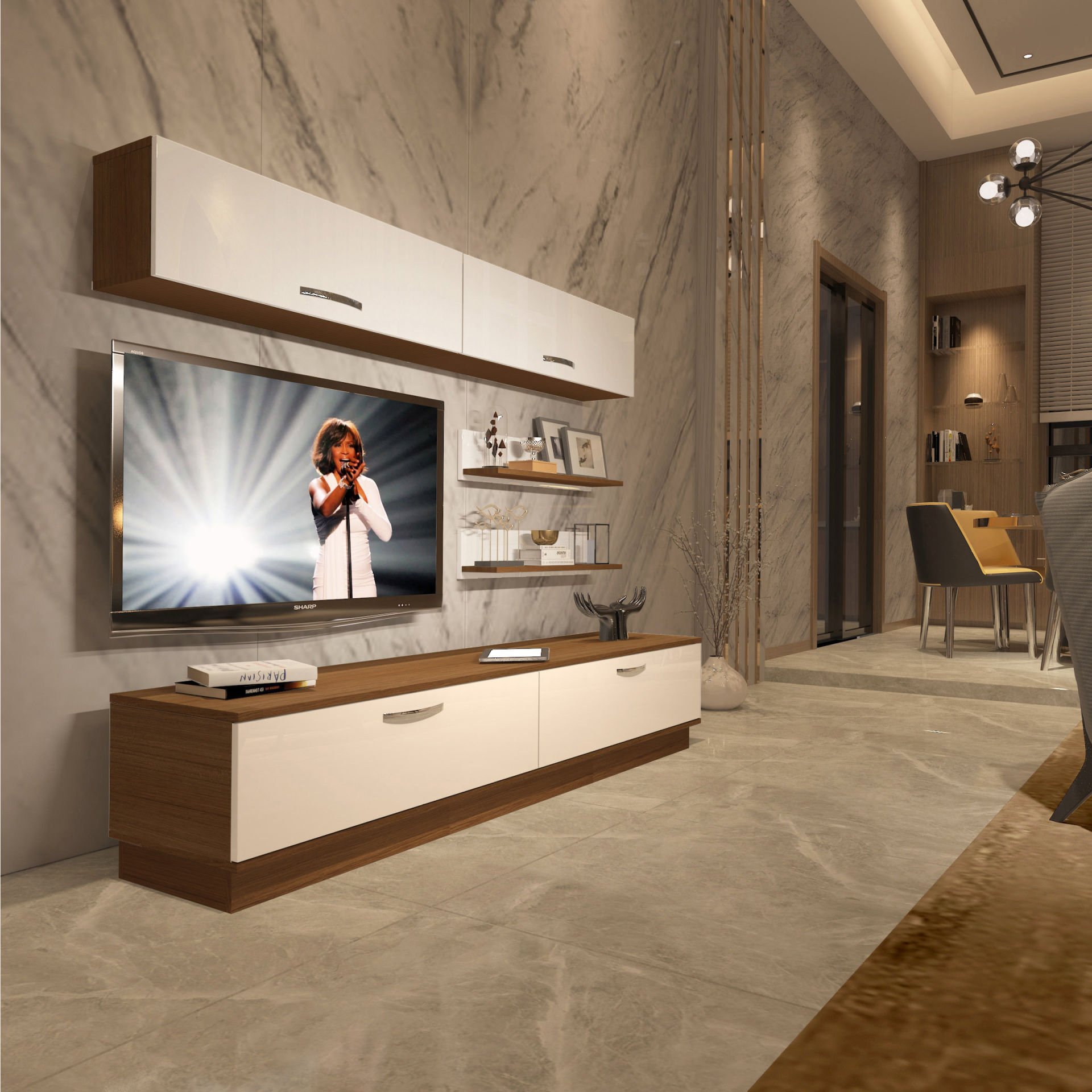 Decoraktiv Eko 5B Slm Std Tv Ünitesi Tv Sehpası Ceviz - Beyaz