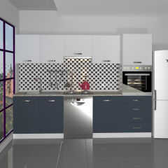 Decoraktiv Elite 280Q Ankastre Boy Dolaplı MDF Hazır Mutfak Dolabı Antrasit - Buz Gri